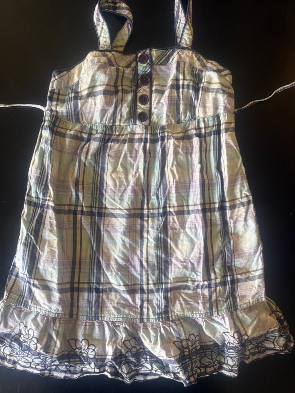 Justice Plaid Sundress in Light Blue, Navy, Cream